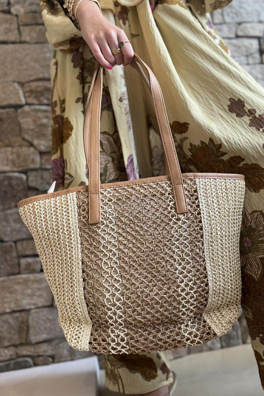 Farrah Raffia Tote Bag Light 
